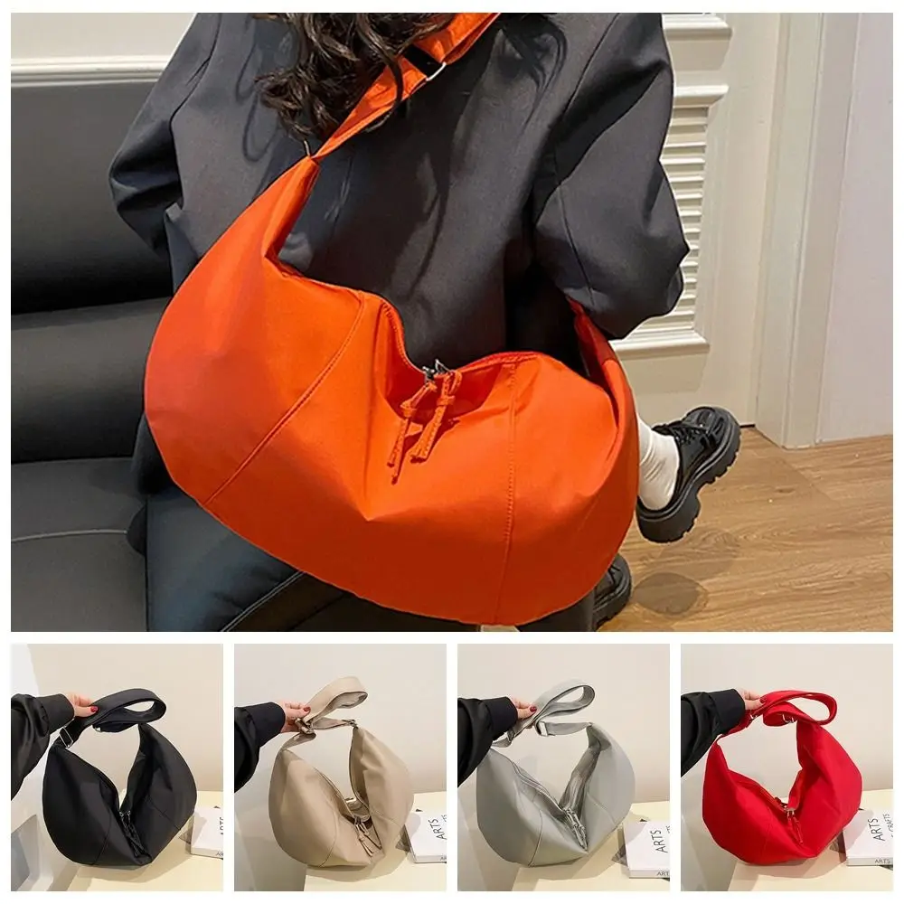 

Dumpling Shape Dumpling Bag Simple Lightweight Large Capacity Commuting Bag Solid Color Underarm Bag Women's