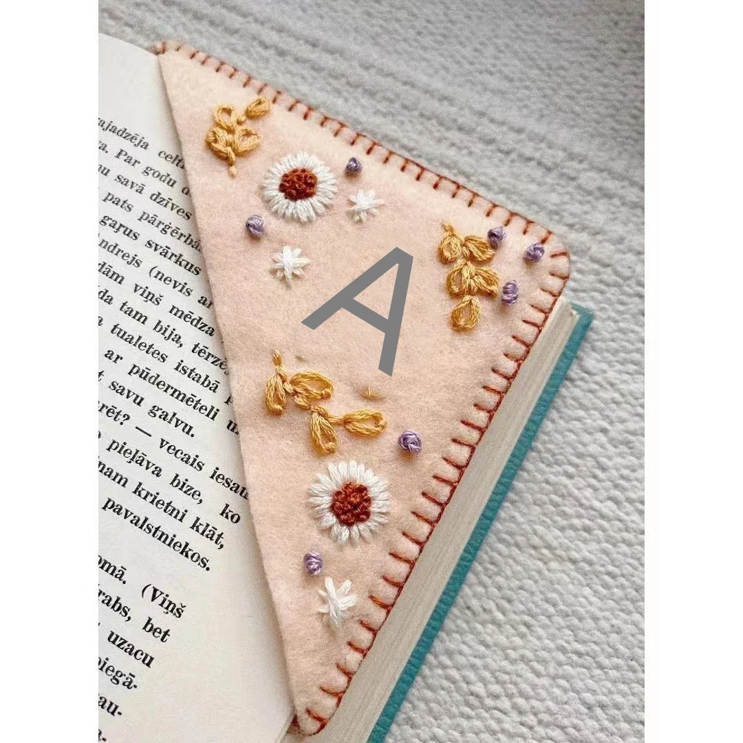 יד רקמת פינת סימנייה הרגיש משולש תווית סימנייה עבור תלמיד סימנייה מכתבים בית ספר תלמיד מתנה ציוד משרדי