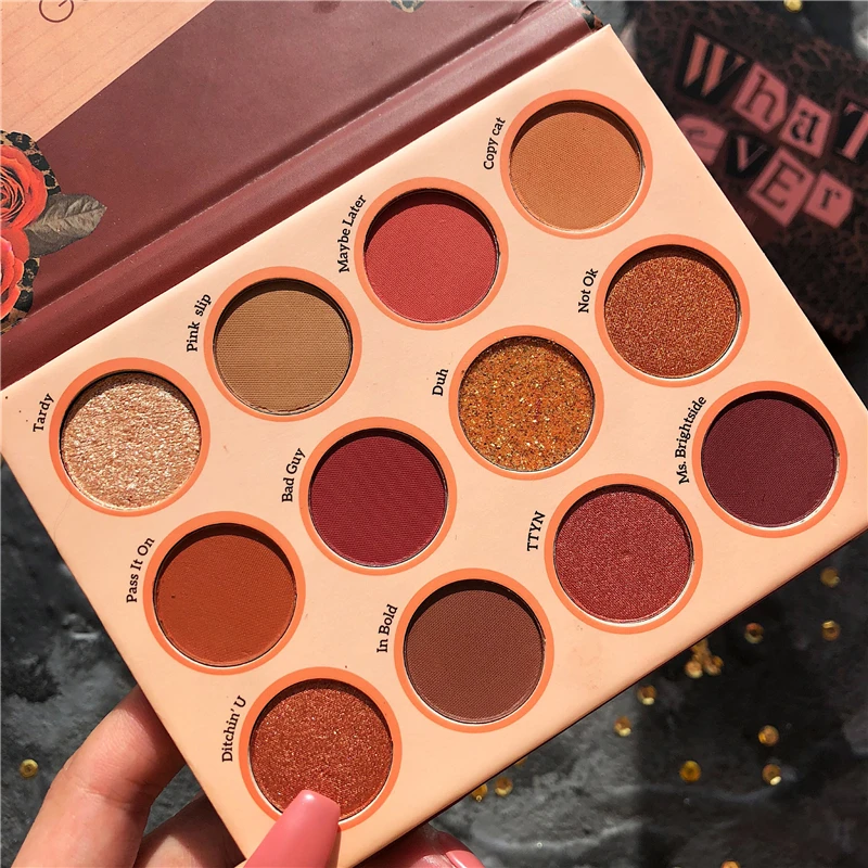 GUCAMI 12 Colors Shimmer Matte Eyeshadow Makeup Palette Sweet Talk Nude Glow Pigment Long Lasting Cosmetic Set