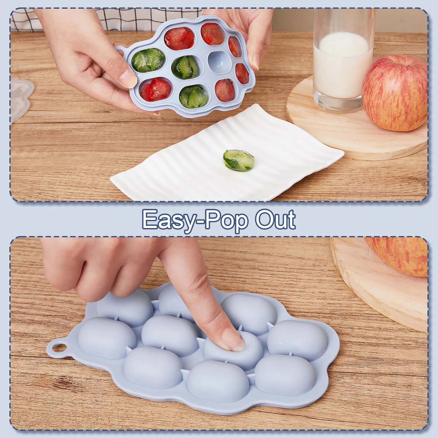 Baby Breast milk Popsicle Molds & Baby Fruit Feeder (2 Pack), Food Freezer Tray Storage Containers Set