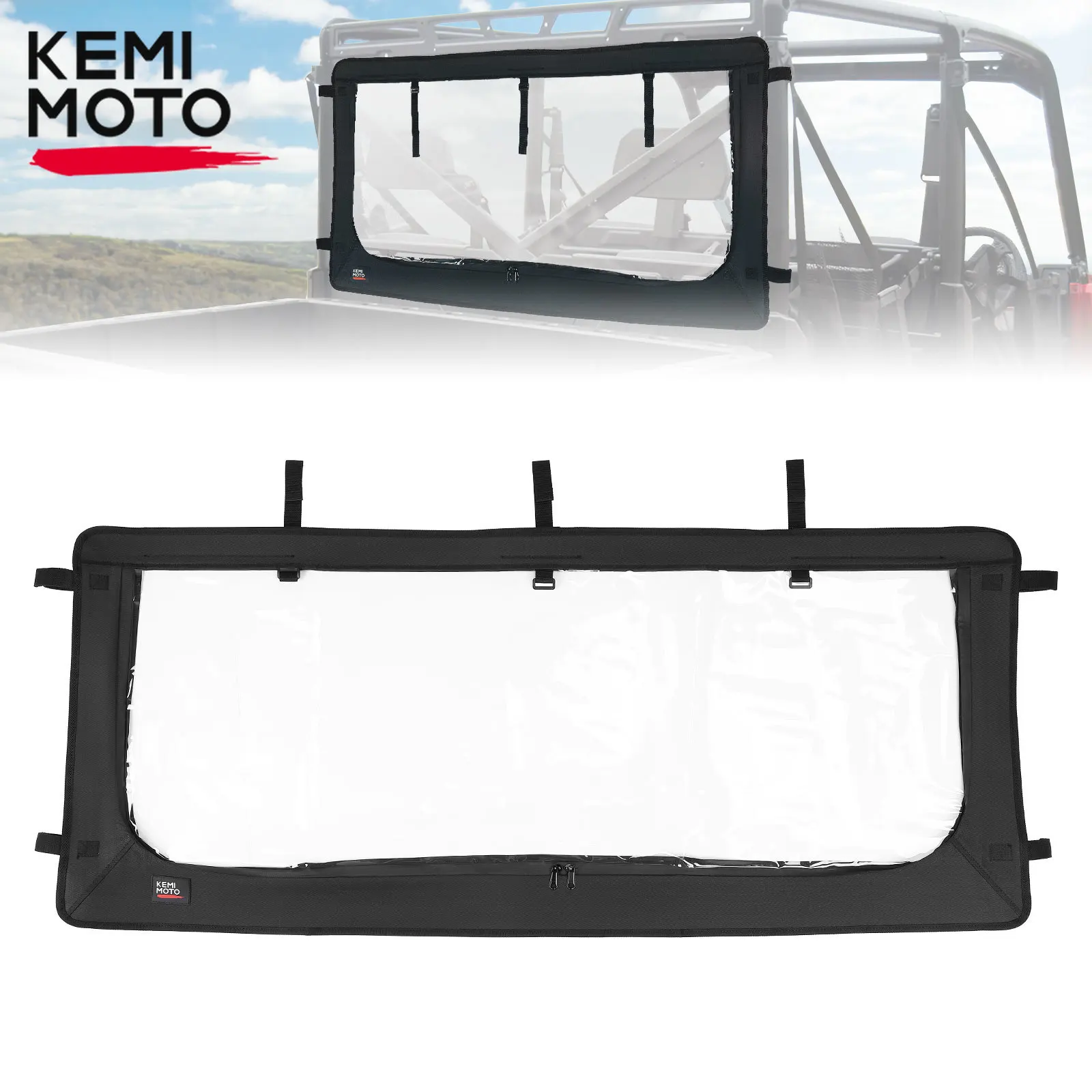 Rear Window Windshield UTV Compatible with Polaris Ranger XP 1000 900/Crew 2017-2022 2023 PVC Waterproof Instant Rear Windshield side sun visor car side window sunshade for jeep wrangler jk jl 2017 2022 windshield sunshade sun visor protect from sun glare