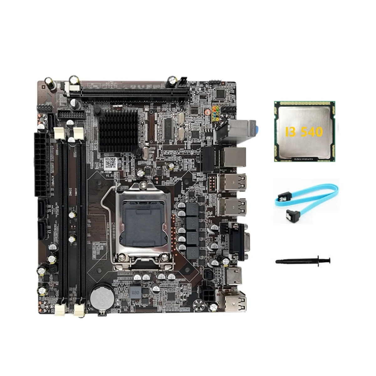 

H55 Motherboard LGA1156 Supports I3 530 I5 760 Series CPU DDR3 Memory Motherboard+I3 540 CPU+SATA Cable+Thermal Grease