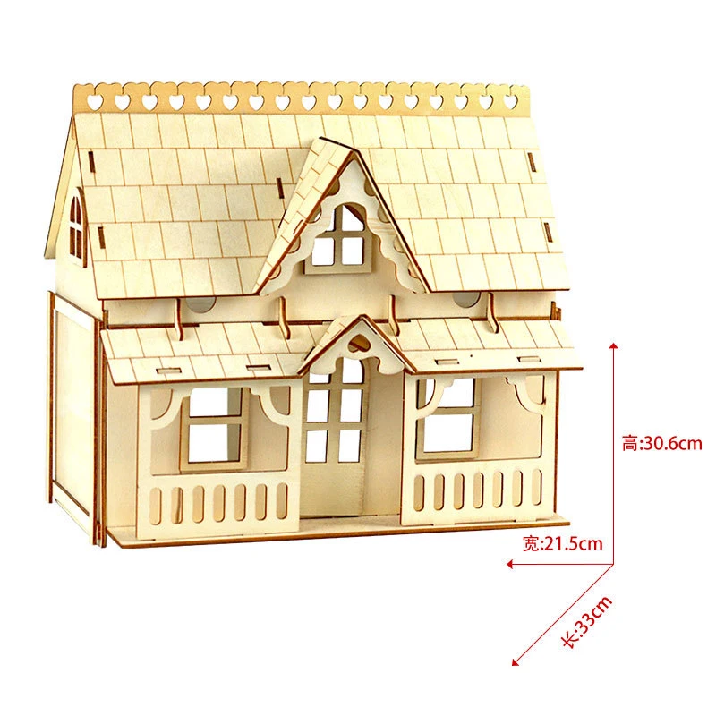 Wooden Miniature Doll House 3D Puzzle Building Model Kit DIY Assembled DollHouses Toys For Children Girls Birthday Gift 5