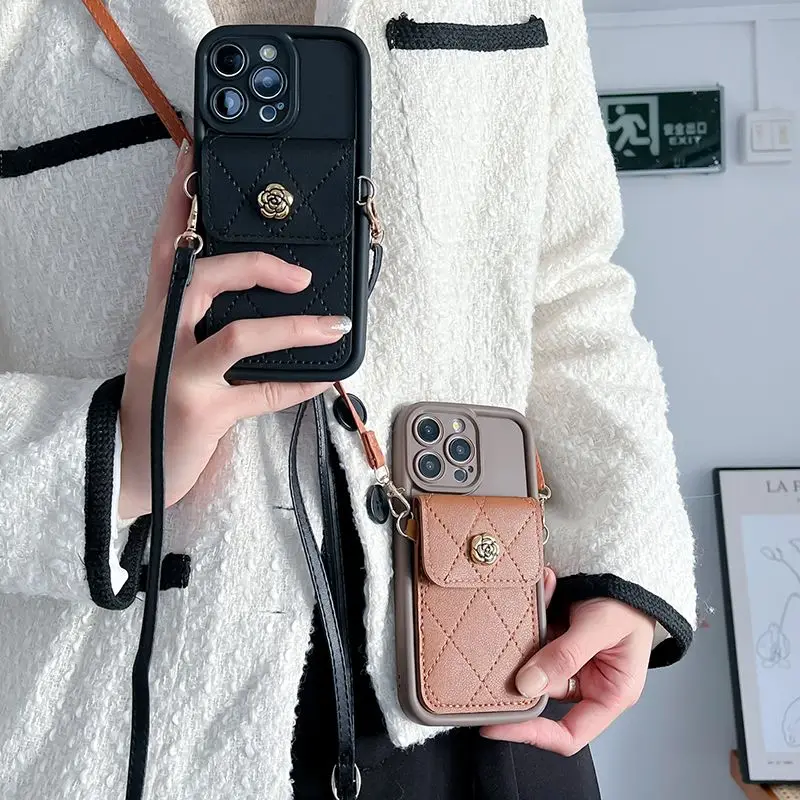 Crossbody Strap Lanyard Wallet Card Phone Case