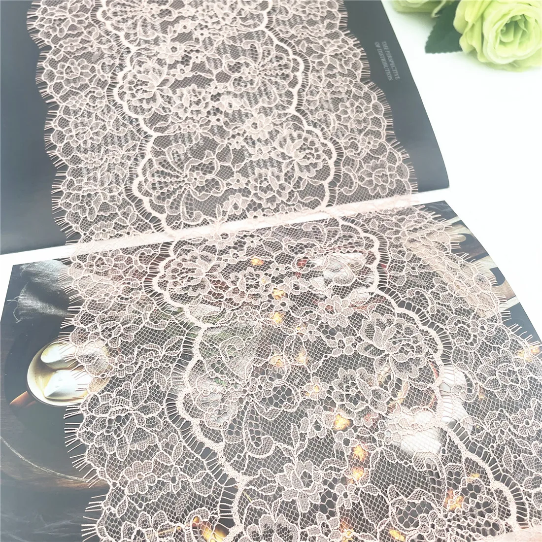 3y/lot Width 9 inch 23cm Skin Eyelash Lace Trim Non-Elastic Lingerie Sewing Craft DIY Apparel Fabric Lace Garment Material 1