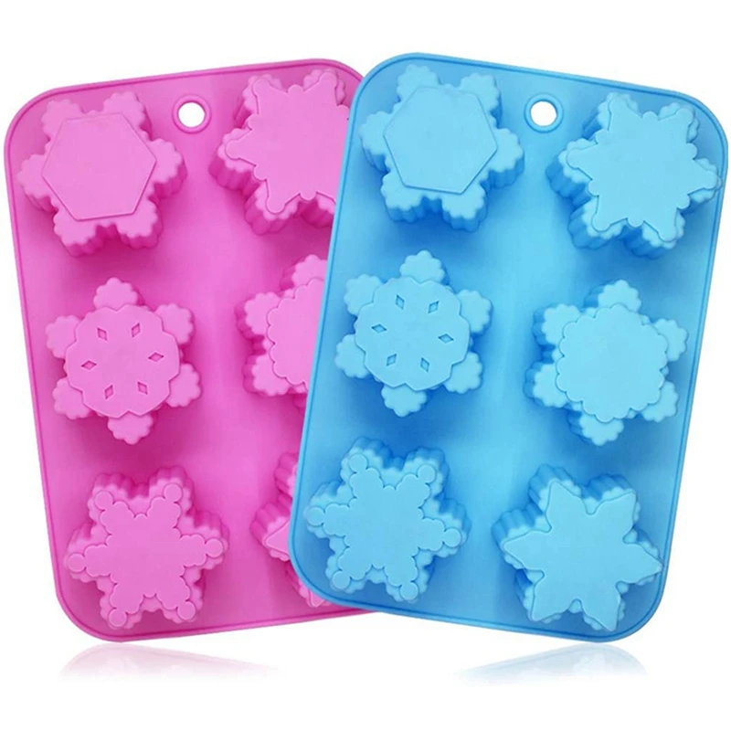 2Pcs 6 Cavity Christmas Snowflake Silicone Cake Soap Mold DIY Handmade Pudding Chocolate Mold Kitchen Baking Tools 2pcs 6 cavity christmas snowflake silicone cake soap mold diy handmade pudding chocolate mold kitchen baking tools