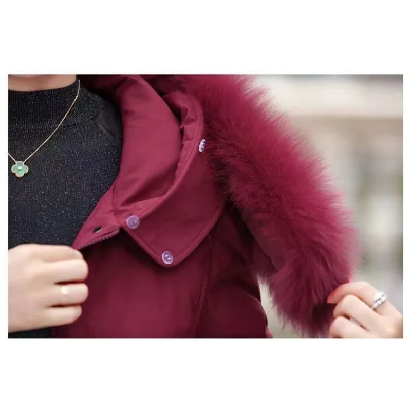 2023 New Women Down Jacket Winter Coat Female Keep Warm Thick Parkas Loose Long Outwear Artificial Fur Collar Hooded Overcoat