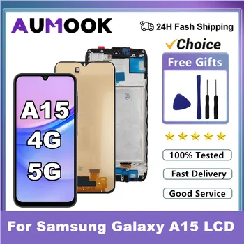 Display AMOLED Per Samsung Galaxy A15 4G 5G LCD A155F A155M A156B A156E Display LCD Touch Screen Digitizer Per Samsung A15 LCD
