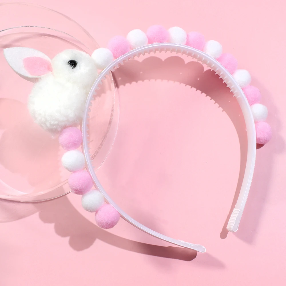 2Pcs Rabbit Fur Ball Headband Cute Rainbow Cartoon Unicorn Bow Hair Bands For Girls Children Kids Diadem Headdress Accessories
