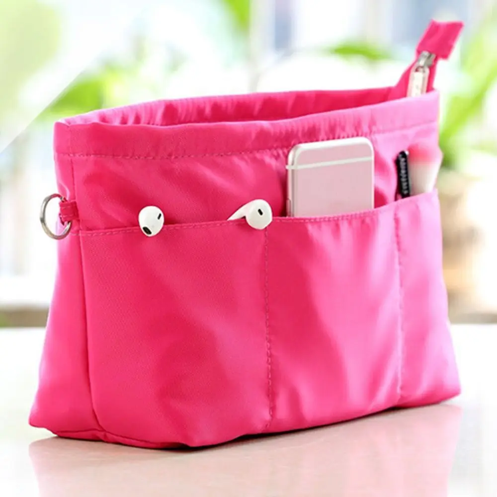1Pcs New Storage Bags Insert Cosmetic Bag Felt with Zipped Top Linner Bag Portable Multi-Pocket Women Handbag Organizer Purse