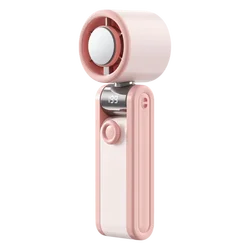 Compact Foldable Handheld Fan with Digital Display and Silent Operation (Pink)