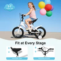 Vélo pour enfants de 14 pouces avec roues d'entraînement, hauteur de siège réglable, double freins, vélo d'apprentissage pour enfants pour garçons et filles 3