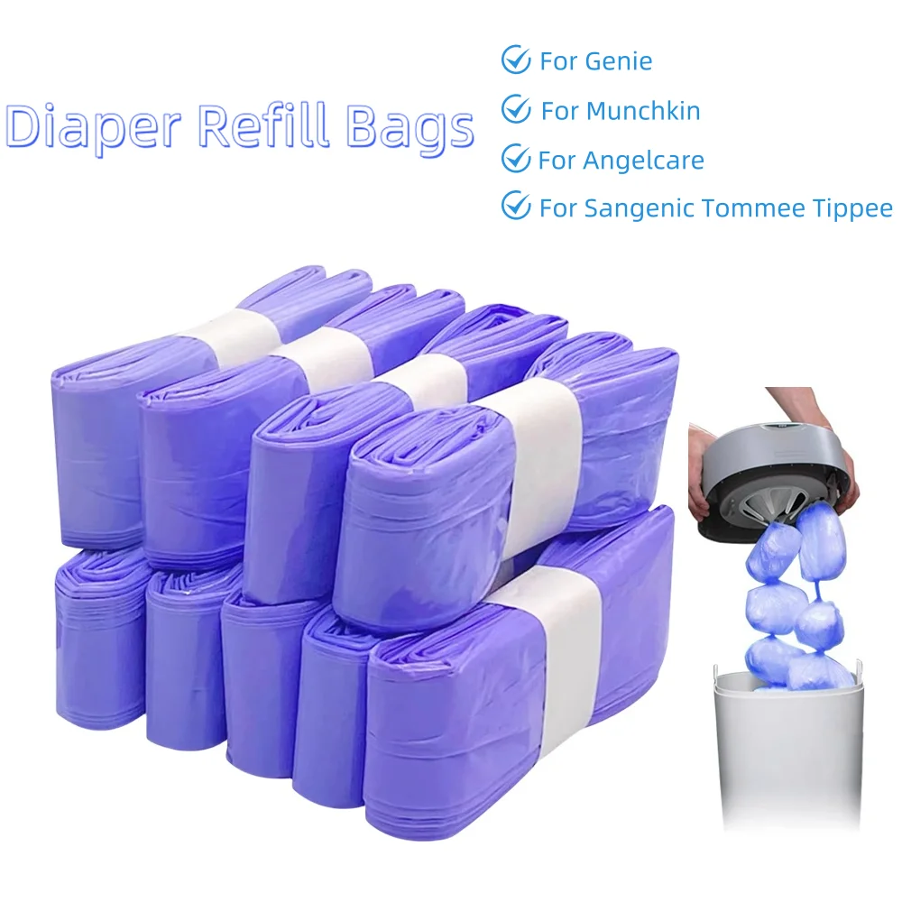 Refill Bags for Tommee Tippee Diaper Pail Refill Bags for Genie Nappy Bin Scented Refills for Angelcare for Munchkin, Purple