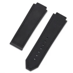 Matte Leather Sport Bracelet: Luxury Men's Watch Strap - 19x25mm (Black)