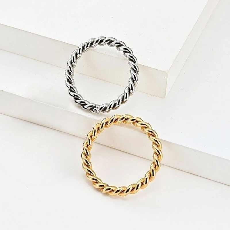 Stainless Steel Spiral Wire Rope Twist Ring Braided Jewelry Size 5 To 12 3mm silver ring wedding rings finger rings womens ring jewelry rings ring jewelry signet ring couple rings moissanite ring cubic zircon ring