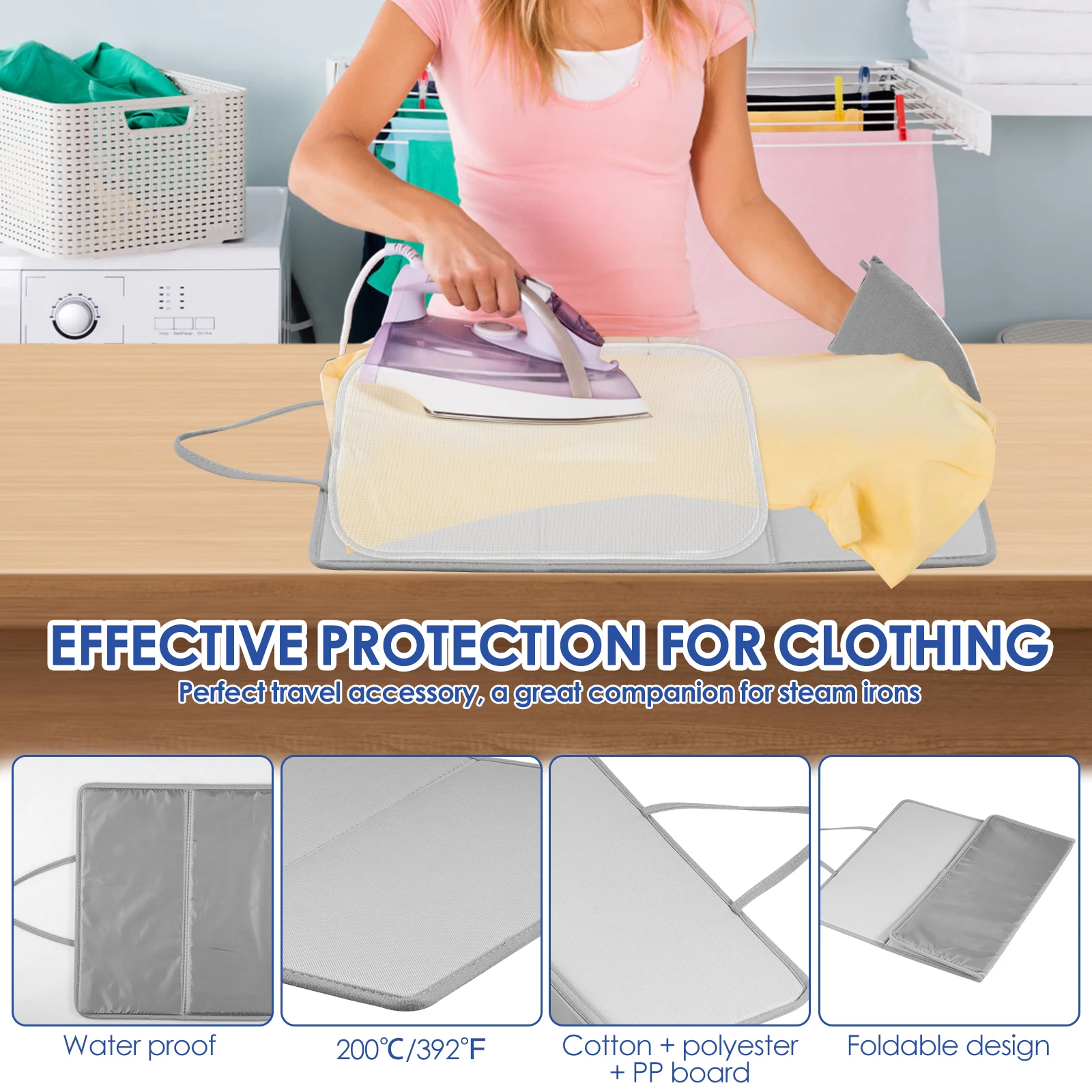 Portable Ironing Mat Folding Ironing Pad Travel Laundry Pad Clothes Protector Board Heat Resistant Blanket For Table