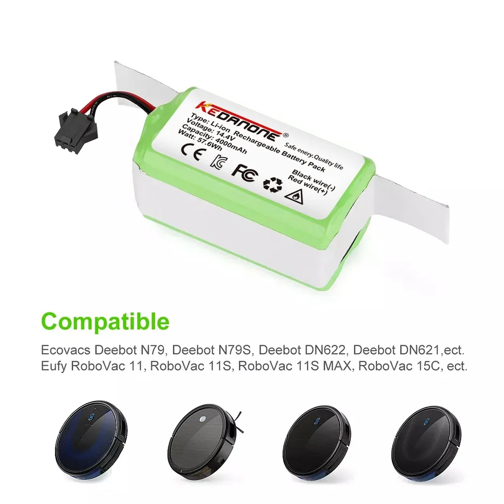 

14.4V 2600mAh/4000mAh Li-ion Battery for Conga Excellence 950 990 1090 1790 1990 Deebot N79S N79 DN622 Eufy Robovac 11S 12 X500