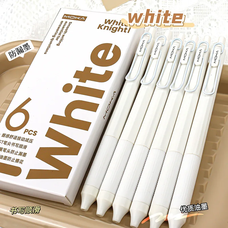 6PCS Retractable Gel Ink Pen Set Smooth Writing 0.5mm Fine Point Stainproof Quick-Drying Ink Gel Pens Portable ST Pen Gifts 1