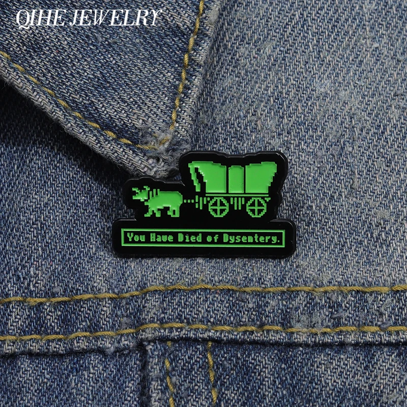 Oregon Trail 'You Have Died Of Dysentery' Enamel Pin – Vintage Gamer Brooch