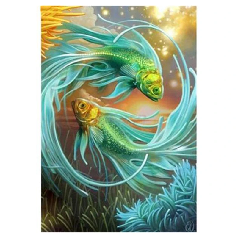 Promotion! Diamond Embroidery Fish Picture Of Rhinestones Home Decor Painting Cross Stitch 5D Diy Animal |