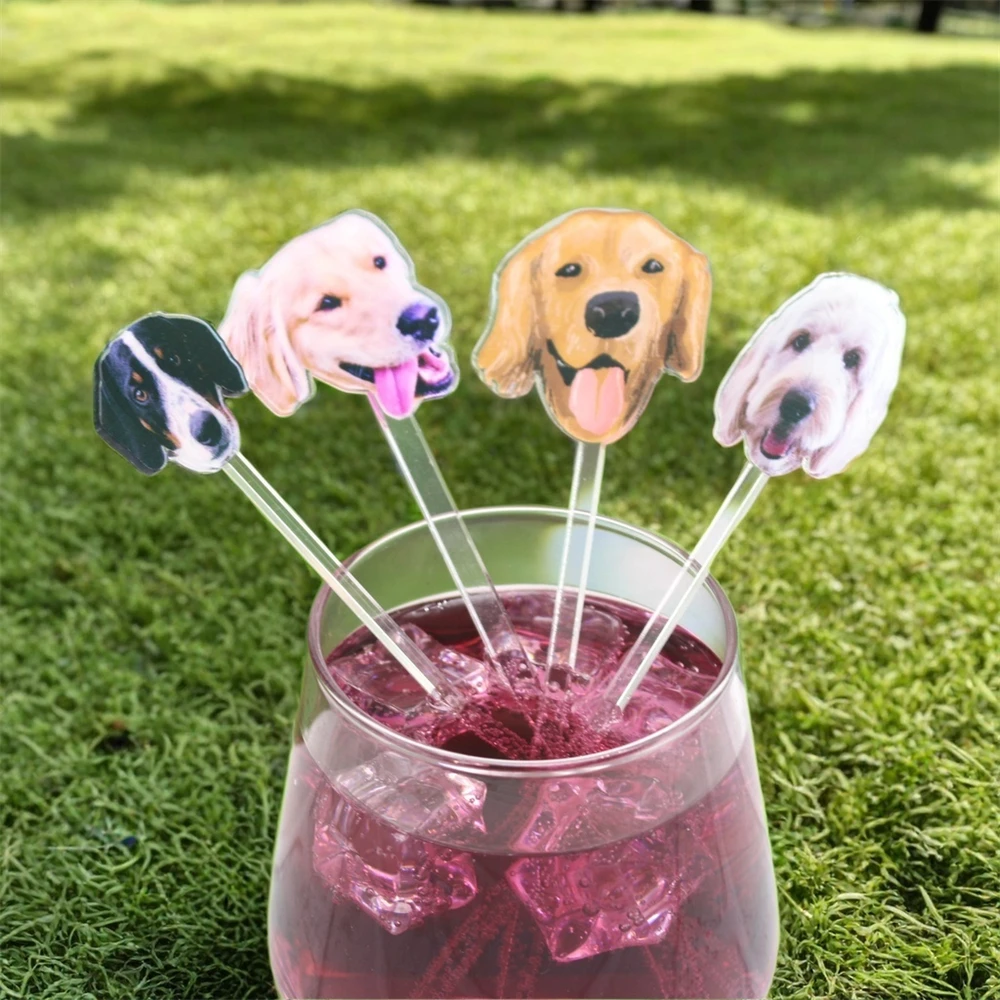 Custom Pet Drink Stir Personalized Cocktail Stirrers Wedding Gift Table Decoration Acrylic Party Drink Stirs Baptism souvenir