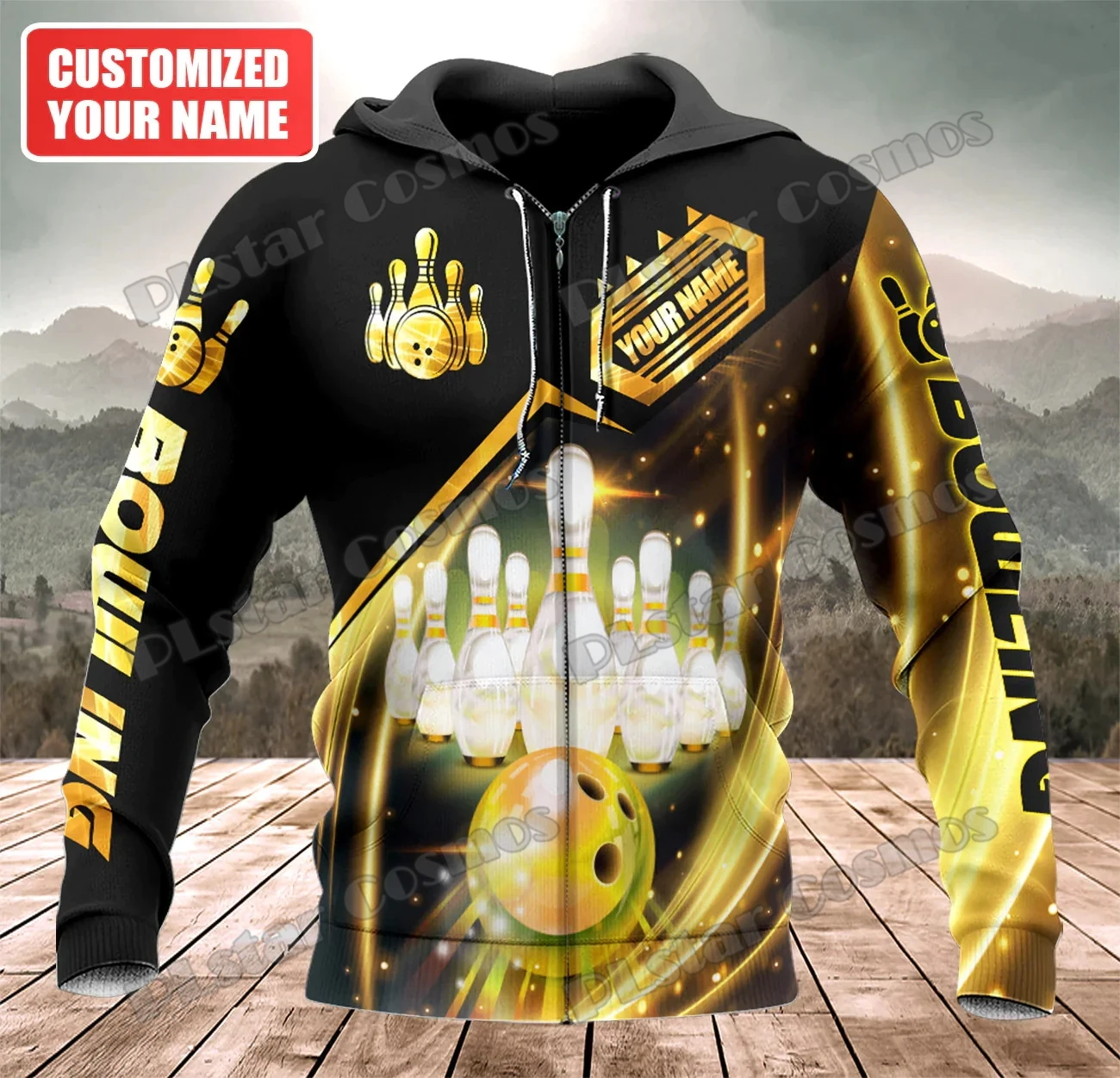 Personal isierter Name Bowling-Spieler 3d voll bedruckte Herren Reiß verschluss Hoodie Herbst Unisex Reiß verschluss Jacke für Bowling Liebhaber Geschenk dk571 – Detail 19