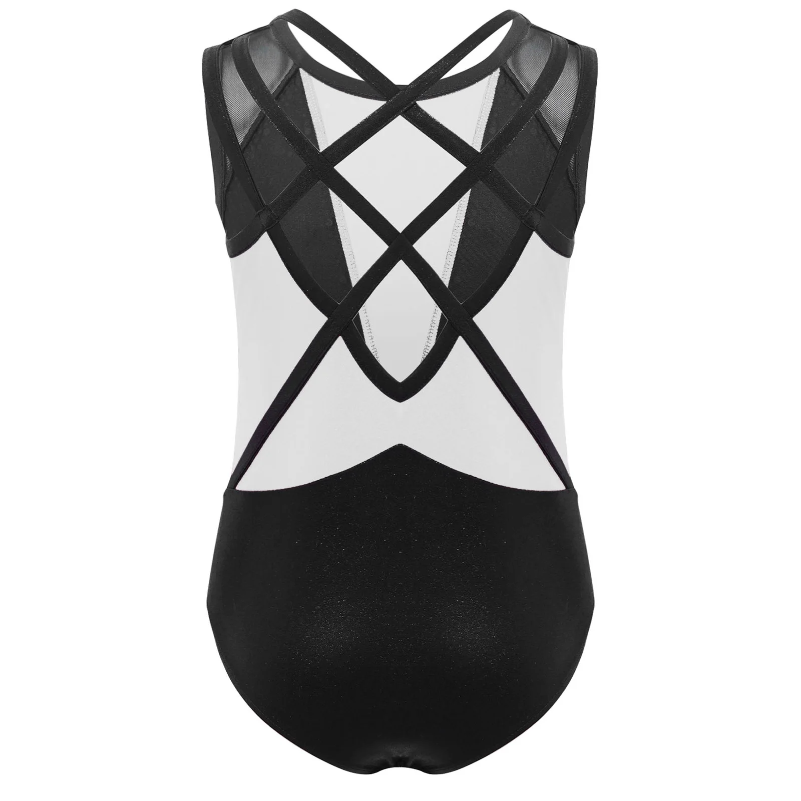 Kinder Mädchen Eiskunstlauf Kostüm Ballett Tanz Akrobatik Gymnastik Yoga Body Ärmellos Glänzende Strasssteine Mesh Trikot – Detail 27
