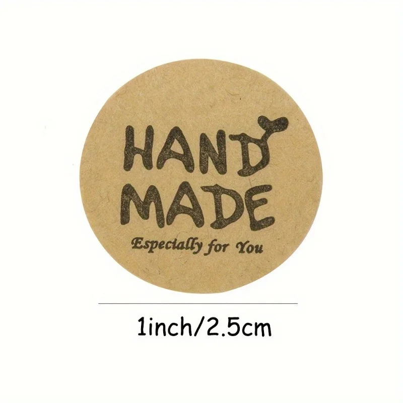 500 Pcs/ Roll Vintage Kraft Paper Handmade with Love Stickers - Unique Scrapbook Gift Stationery Labels - Thank You Sticker Pack