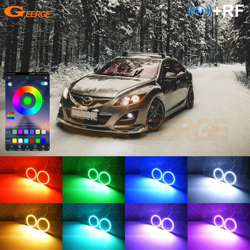 

For Mazda 6 Mazda6 Atenza GH MK2 2008 2009 2010 2011 2012 BT App RF Multi Color Ultra Bright RGB LED Angel Eyes Kit Halo Rings