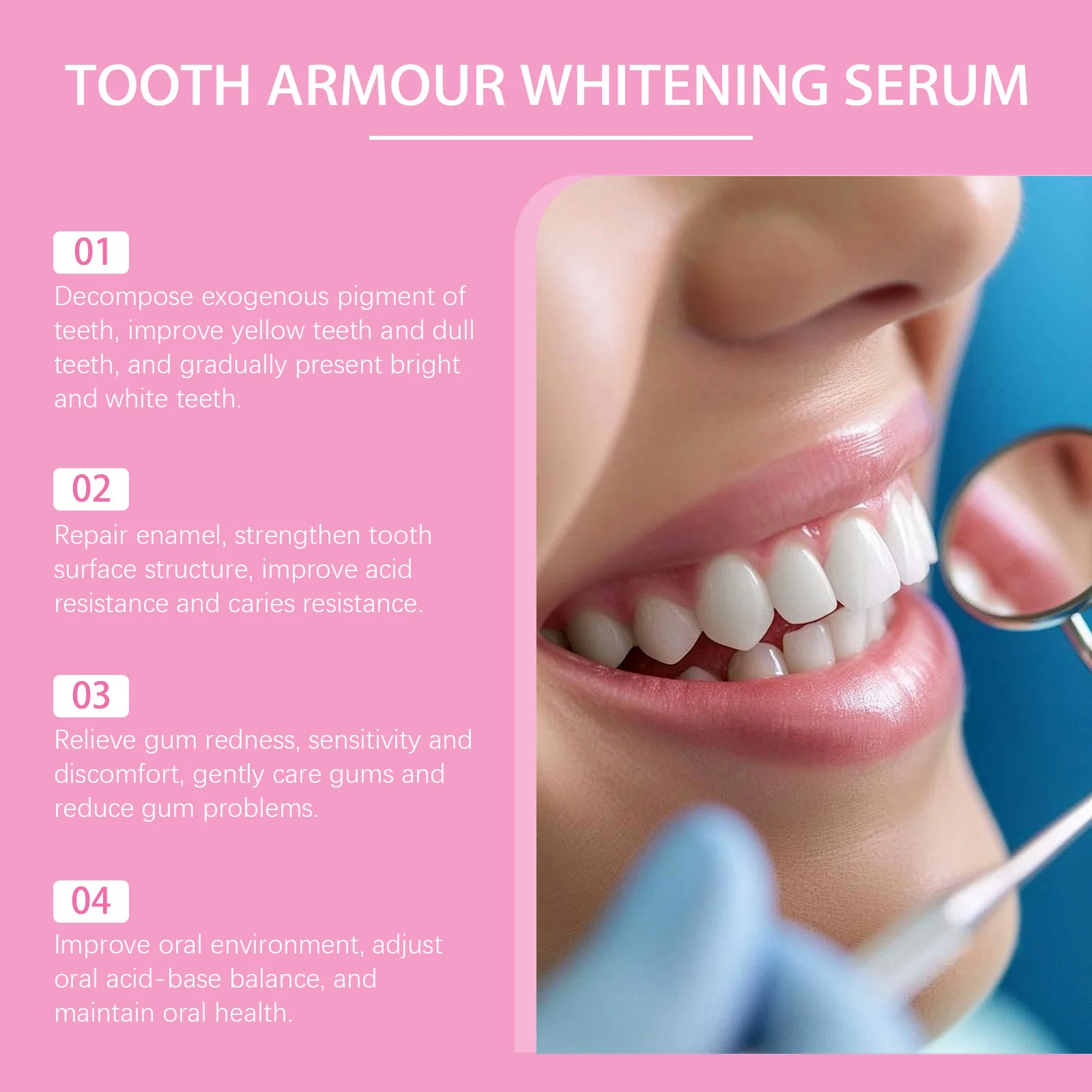 Essenza sbiancante per denti, elimina il cattivo odore, rinfresca l'alito, rimuove le macchie della placca dentale, riduce il sanguinamento, cura orale, protezione delle gengive - immagine 6