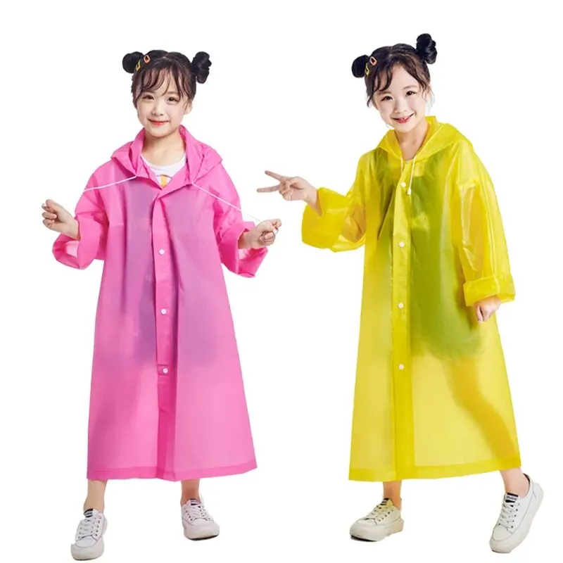 Raincoat Poncho Eva CHILDREN'S Transparent Thickening Waterproof Portable Outdoor Boys Girls Hiking Camping
