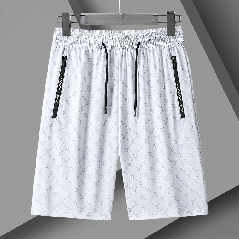 Summer New Fashion Trend Capris Versatile Large Size Ice Silk Shorts for Men 4