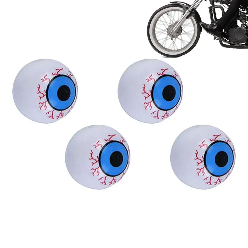 

Tire Valves Stem Caps 4 Pack Funny Eyeball Tire Air Caps Valves Caps Universal Airtight Seal Stem Covers Aluminum Tire Valves