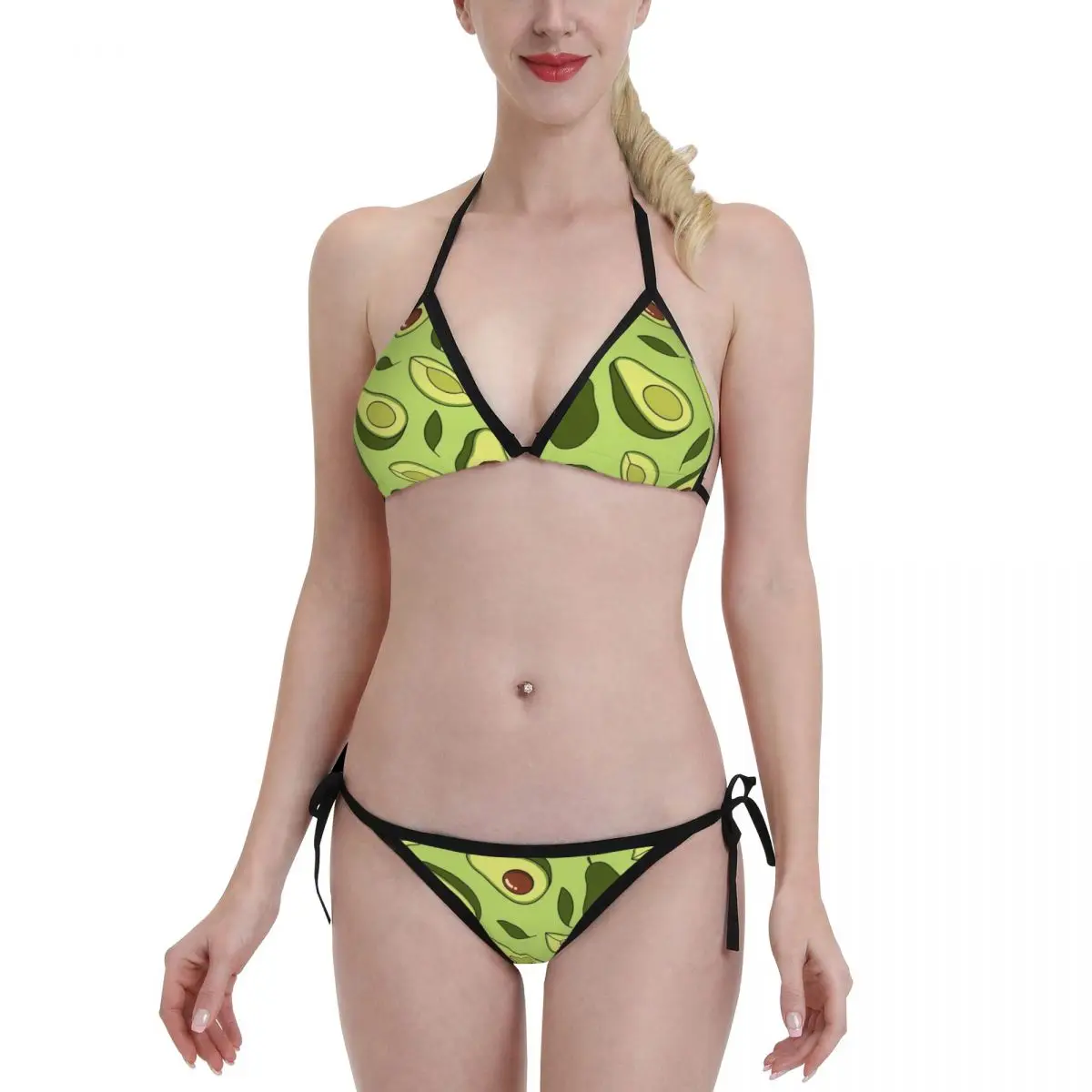 

2022 сексуальный комплект бикини, зеленые авокадо, купальник с милым рисунком, Женская Стандартная бразильская пляжная одежда XXL