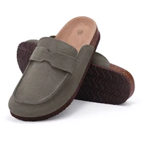 Smile – Mules en cuir pour femmes, pantoufles, sabots en daim avec sangle réglable, semelle intérieure en liège, chaussures d'extérieur confortables pour pommes de terre unisexes 6