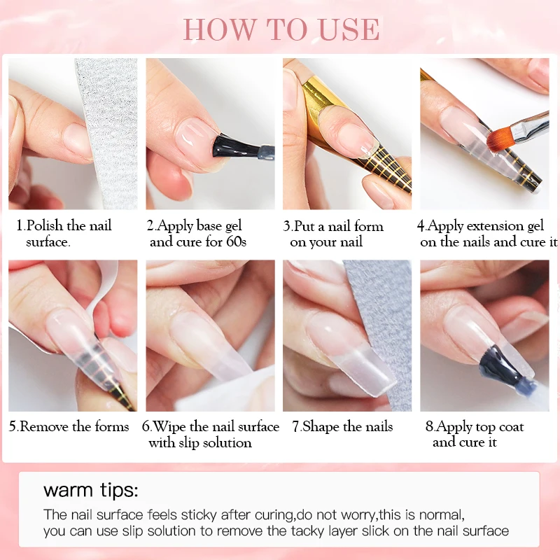 Extension Nail Gel Set Manicure Set Gel Cuticle Pusher Finger Extend Mold Nail Kit All For Quick Building Manicure Set 6