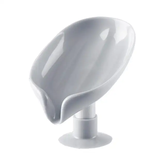 Leaf Shape Soap Dish Drain Soap Holder Bathroom Shower Soap Box sponge Storage Plate Tray Bathroom Supplies Bathroom Gadge 1pc Grey