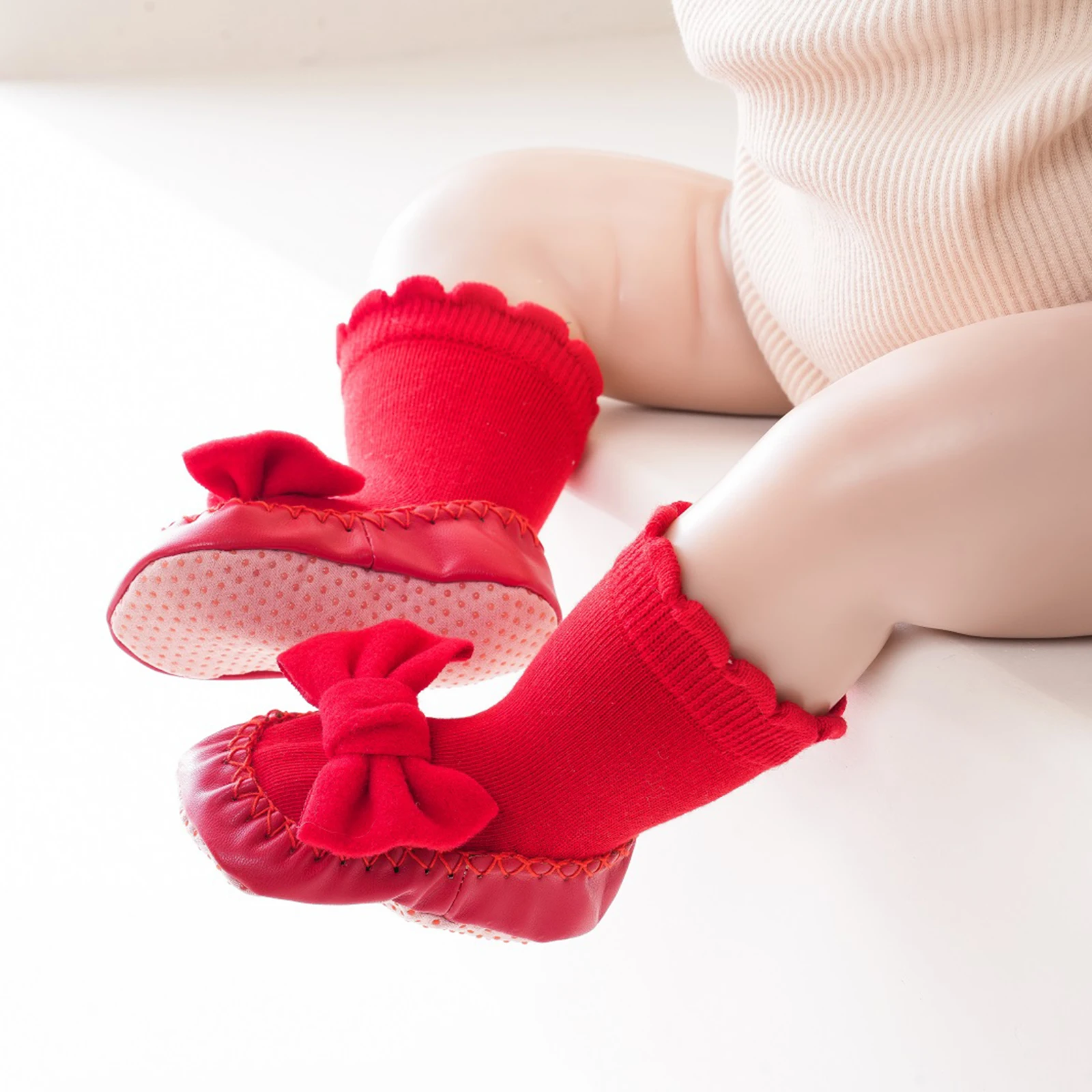 Pudcoco Infant Baby Girls Socks Shoes Cute Bow Socks Non-slip Soft Lightweight Floor cotton socks,kids socks,baby socks,girls socks,toddler shoes