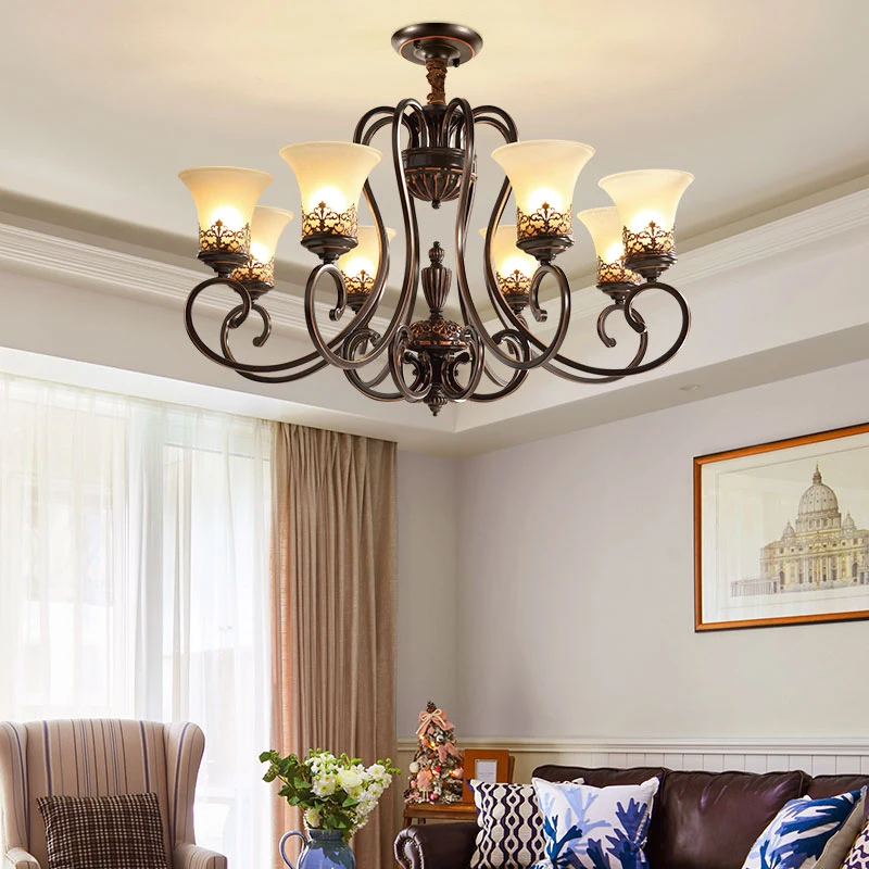 

Старинные черные кованые железные люстры, гостиной, рустикальное искусство, бронзовая Подвесная лампа для спальни, столовой