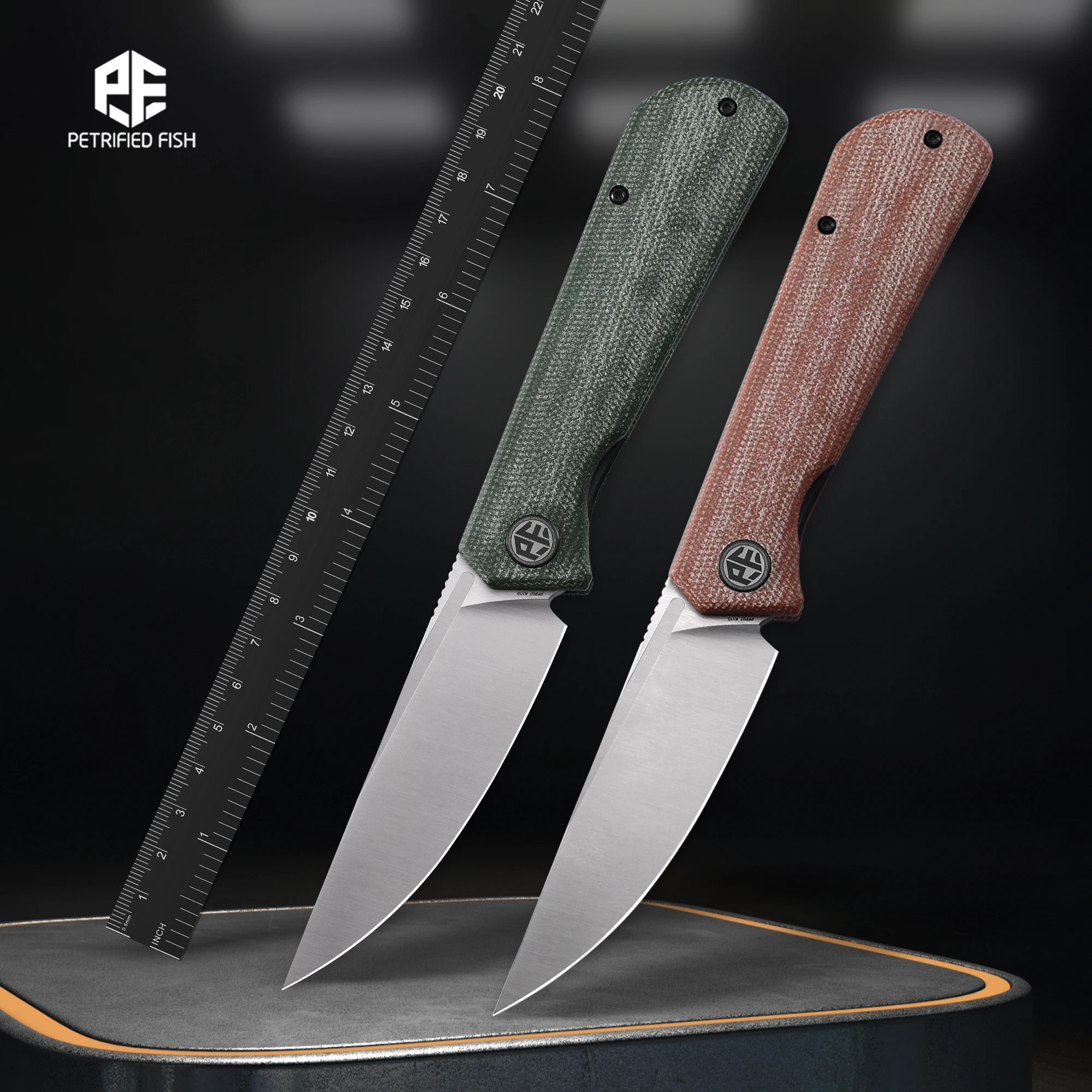 

Petrified Fish PFP07 Folding Knife edc K110 Steel Blade Micarta Handle Ceramic Bearing Outdoor EDC Multifunction Tools Knife