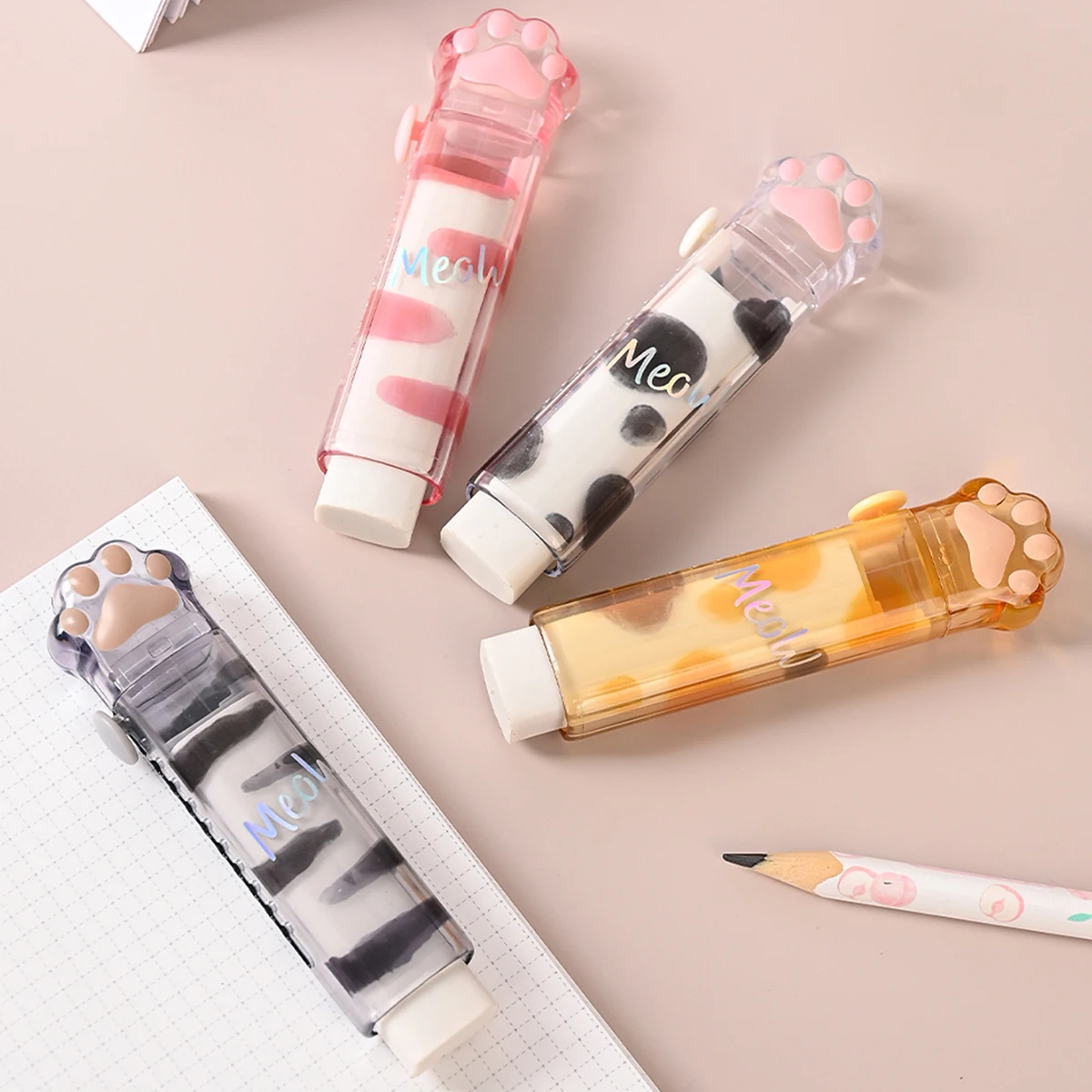 1 pc push-pull eraser panda paw retractable eraser portable school utensils cute manual student supplies