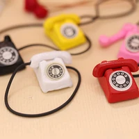 1Pc Dollhouse Mini Retro Telephone 1:12 Dollhouse Miniature Simulation Mini Phone Retro Telephone Model Home Furniture Decor 2
