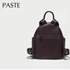 New Simple Deep Coffee Color Women Backpack Natural Cow Leather Female Double Shoulder Bag Leisure Quality School Rucksack 4