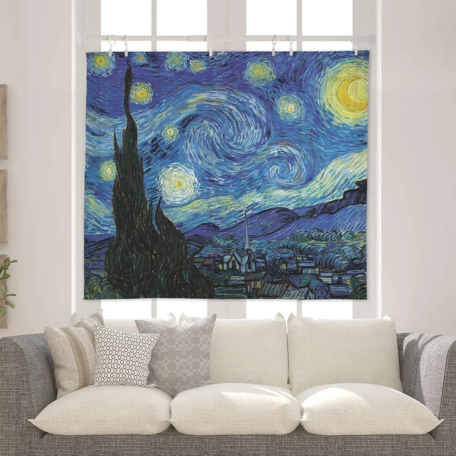 Starry Night UV Reactive Tapestry – Van Gogh Blacklight Wall Art 3
