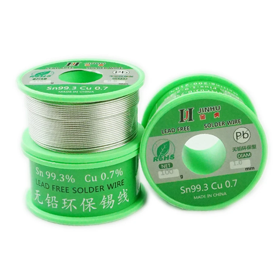 JINHU Solder Tin Wire Eco-friendly Low Melting Point No Clean Needed SN99.3 CU0.7 Leady Free Soldering Tin Wire 50g/100g/250g soldering wire soldering tin wire
