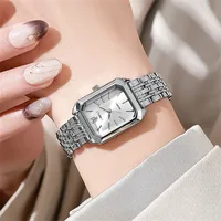 2025 Fashion Women's Quartz Watch Simple Square Silver Gold Gold Plated Women's Watch Corporate Alloy Folding Clock Holiday Gift 4