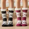 Winter Warm Socks Women penguin Plush Soft Female Non Grip Floor Slippers Short Sock Fuzzy Fluffy Deer Elk Bear Christmas Gift 1