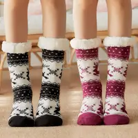 Winter Warm Socks Women penguin Plush Soft Female Non Grip Floor Slippers Short Sock Fuzzy Fluffy Deer Elk Bear Christmas Gift 1