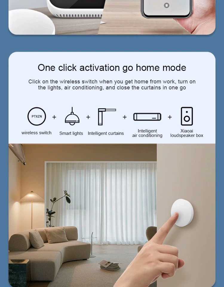 PTX Smart Wireless Mini Switch Key Bluetooth Connection Remote Button Home Secur