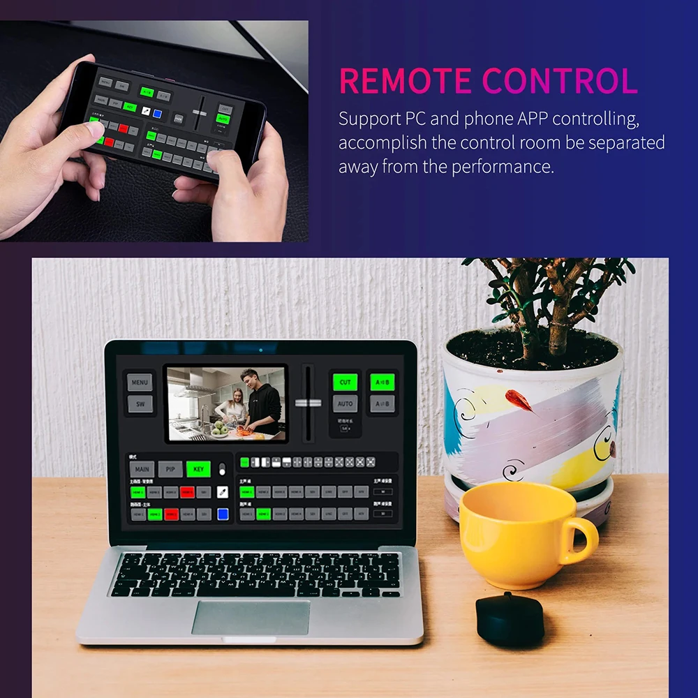 필월드 USB3.0 L4 카메라 비디오 믹서 스위처 터치 스크린 스위처 멀티 모니터 (라이브 스트리밍/스포츠 경기/웨딩용)